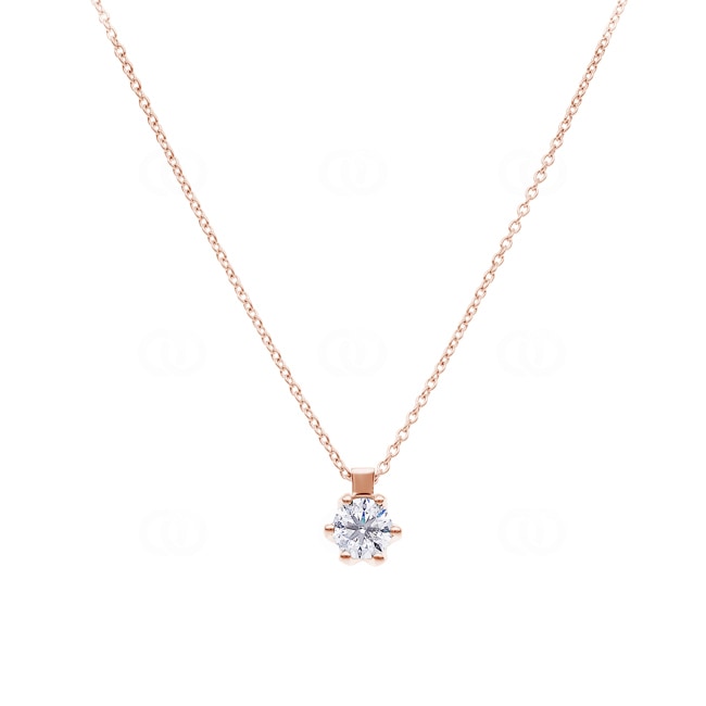 Necklace 750/18 K Rose Gold with GIA Diamond 0.70 ct H/si in 6 Prongs - CGAN002-070-RG