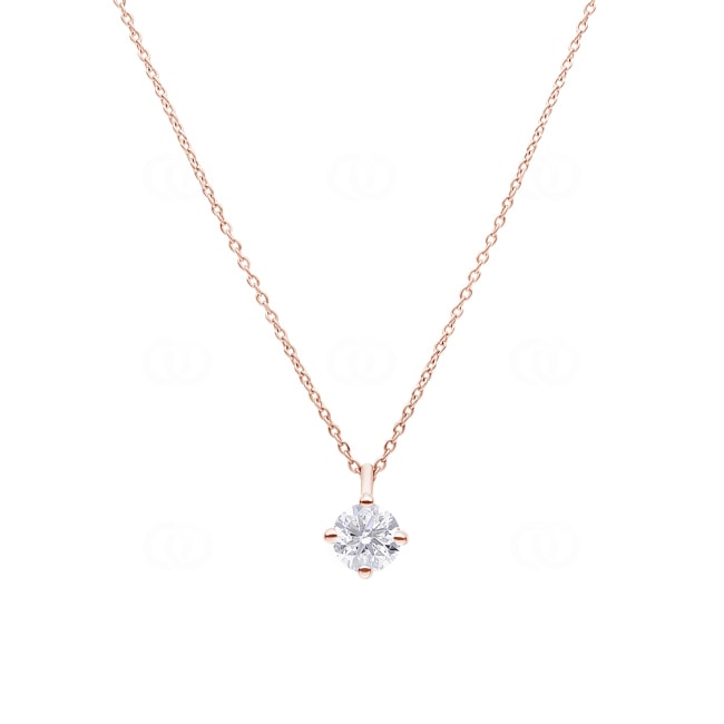 Collier or rosé 750/18 ct avec diamant GIA 1.00 ct H/si en 4 griffes - CGAN001-0100-RG