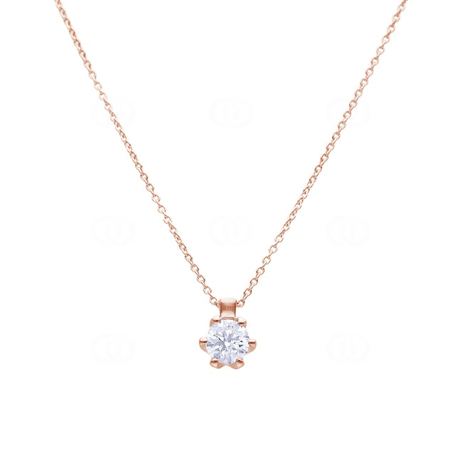 Necklace 750/18 K Rose Gold with GIA Diamond 1.00 ct H/si in 6 Prongs - CGAN002-0100-RG