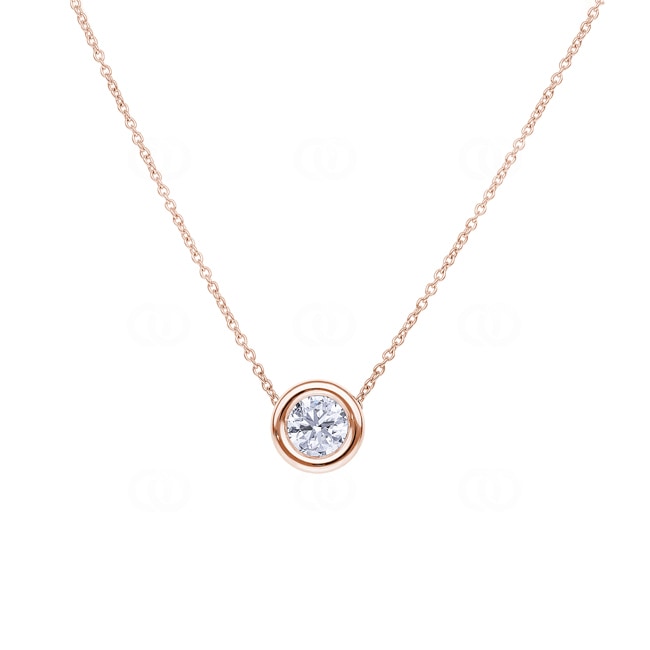 Collier or rosé 750/18 ct avec diamant GIA 1.00 ct H/si serti clos - CGAN003-0100-RG
