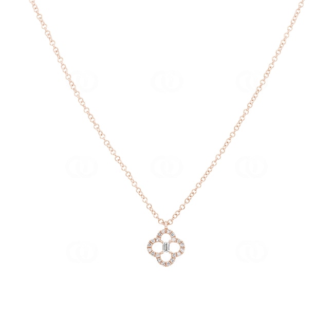 Collier mit Anhänger 750/18 K Roségold mit Diamanten 0.10 ct H/si, Kleeblatt - KE-31785-RG