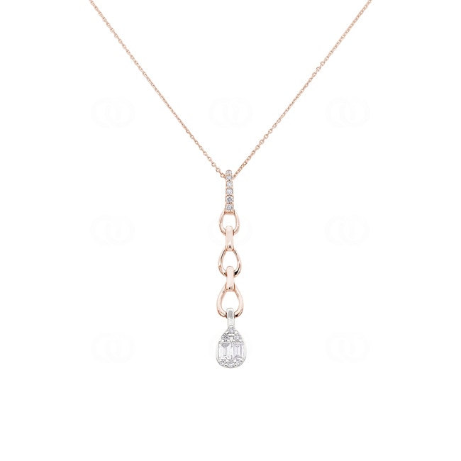 Collier mit Anhänger 750/18 K Roségold mit Diamanten 0.19 ct H/si - KE-098397-RG