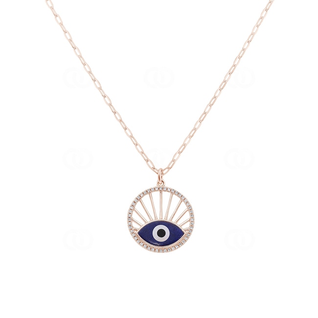 Collieror rosé 750/18 ct Evil Eye avec pierres précieuses - KE-51423-RG