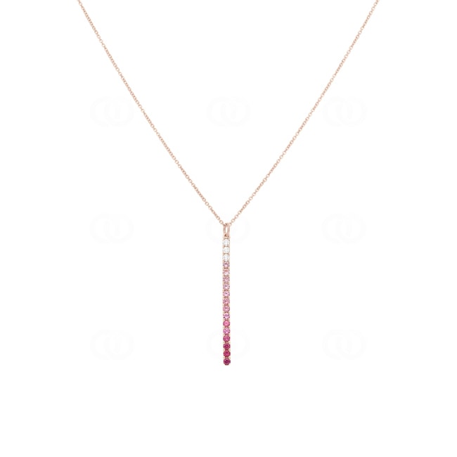 Collier mit Anhänger 750/18 K Roségold mit Saphiren & Diamanten 0.05 ct H/si - CFA305945