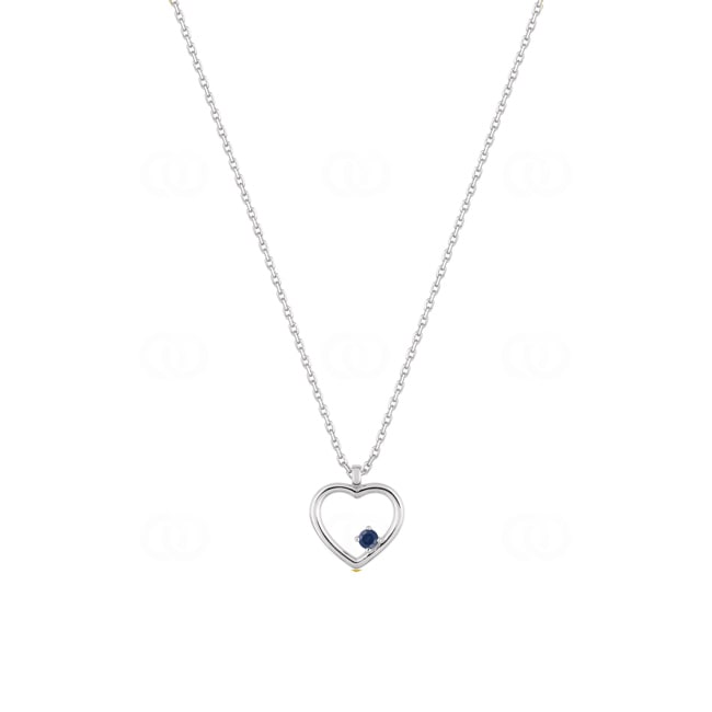 Necklace with Pendant 750/18 K White Gold Heart with Sapphire - 3.7133.S1