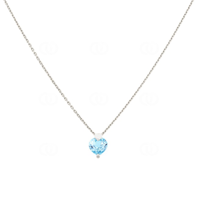 Necklace with Pendant 750/18 K White Gold with Blue Topaz - 3.7026.T1