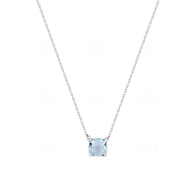 Collier or gris 750/18 ct avec topaze bleue coussin - 3.7153.T1