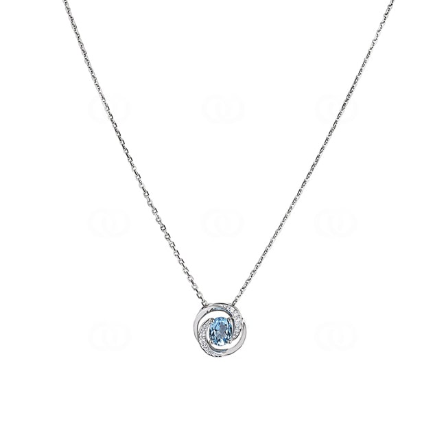 Collier or gris 750/18 ct avec topaze bleue & zircones Collier or gris 750/18 ct avec topaze bleue & zircones - 3.7027.T1