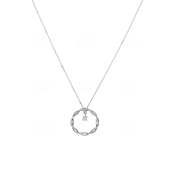 Collier mit Anhänger 750/18 K Weissgold mit Diamant 0.09 ct H/si - NO10WG