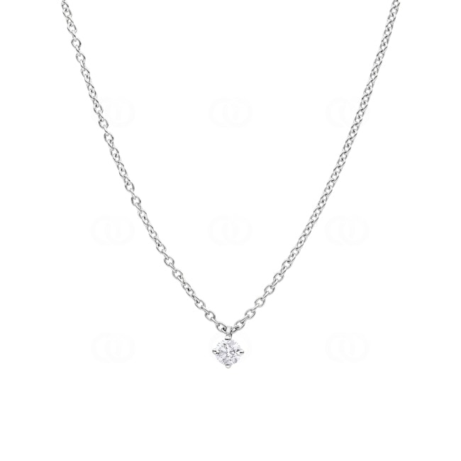 Necklace with Pendant 750/18 K White Gold with Diamond 0.10 ct H/si, 4 Prongs - CGAN001-010-WG