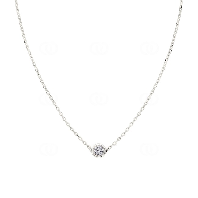 Collier avec pendentif or gris 750/18 ct avec diamant 0.10 ct H/si, Serti clos - CGAN003-010-WG