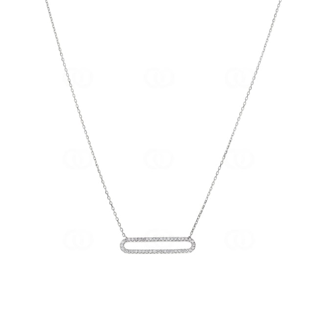 Necklace with Pendant 750/18 K White Gold with Diamond 0.12 ct H/si - NO9WG