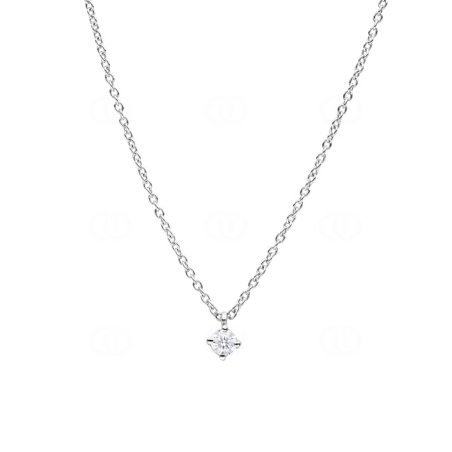 Collier mit Anhänger 750/18 K Weissgold mit Diamant 0.15 ct H/si in 4-Griff - CGAN001-015-WG
