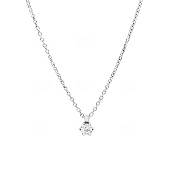 Collier mit Anhänger 750/18 K Weissgold mit Diamant 0.15 ct H/si, 6-Griff - CGAN002-015-WG