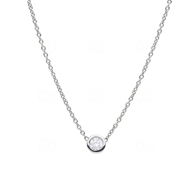Necklace 750/18 K White Gold with Diamond 0.15 ct H/si Bezel Set - CGAN003-015-WG