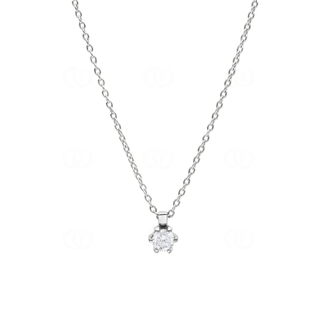 Collier or gris 750/18 ct avec diamant 0.25 ct H/si en 6 griffes - CGAN002-025-WG