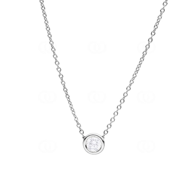 Necklace 750/18 K White Gold with Diamond 0.25 ct H/si Bezel Set - CGAN003-025-WG