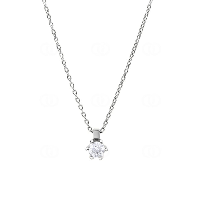 Necklace with Pendant 750/18 K White Gold with Diamond 0.30 ct H/si, 6 Prongs - CGAN002-030-WG