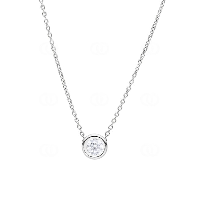 Collier mit Anhänger 750/18 K Weissgold mit Diamant 0.30 ct H/si in Zargenfassung - CGAN003-030-WG