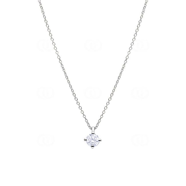 Necklace 750/18 K White Gold with GIA Diamond 0.50 ct H/si in 4 Prongs - CGAN001-050-WG