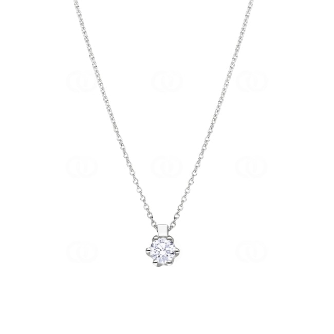 Necklace 750/18 K White Gold with GIA Diamond 0.50 ct H/si in 6 Prongs - CGAN002-050-WG