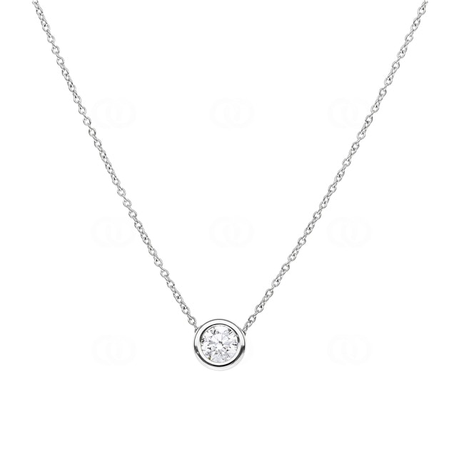 Collier or gris 750/18 ct avec diamant GIA 0.50 ct H/si serti clos - CGAN003-050-WG