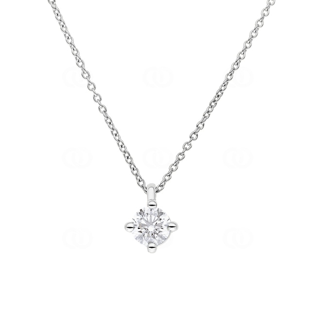 Collier or gris 750/18 ct avec diamant GIA 0.70 ct H/si en 4 griffes - CGAN001-070-WG