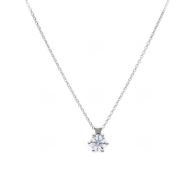 Necklace 750/18 K White Gold with GIA Diamond 0.70 ct H/si in 6 Prongs - CGAN002-070-WG