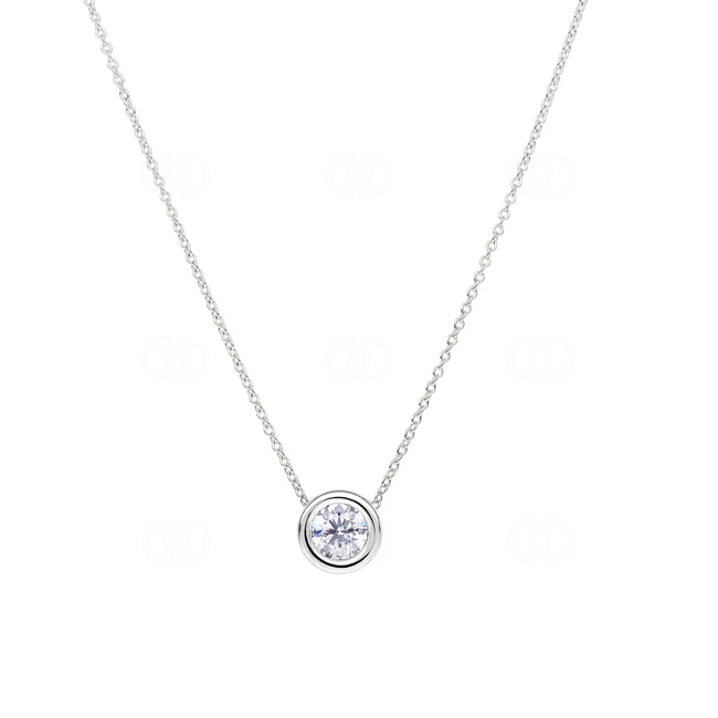 Collier or gris 750/18 ct avec diamant GIA 0.70 ct H/si serti clos - CGAN003-070-WG