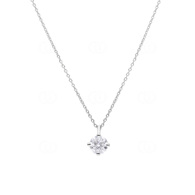 Collier or gris 750/18 ct avec diamant GIA 1.00 ct H/si en 4 griffes - CGAN001-0100-WG