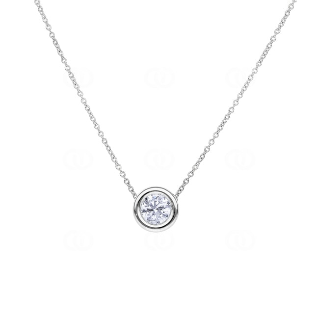 Collier or gris 750/18 ct avec diamant GIA 1.00 ct H/si serti clos - CGAN003-0100-WG