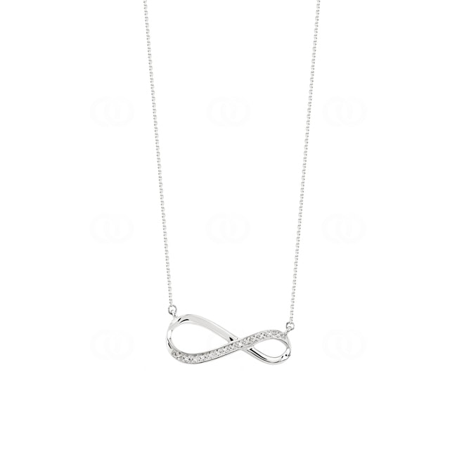 Collier avec pendentif or gris 750/18 ct avec diamants 0.03 ct H/si - AN-025752-WG