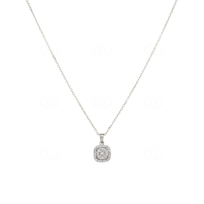 Collier mit Anhänger 750/18 K Weissgold mit Diamanten 0.18 ct H/si - KE-15120-WG