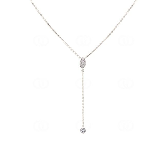 Collier mit Anhänger 750/18 K Weissgold mit Diamanten 0.18 ct H/si - KE-027006-WG