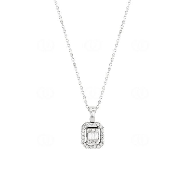 Collier mit Anhänger 750/18 K Weissgold mit Diamanten 0.23 ct H/si - AN-100693-WG