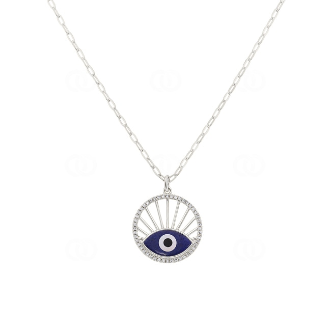 Collieror gris 750/18 ct Evil Eye avec pierres précieuses - KE-51423-WG