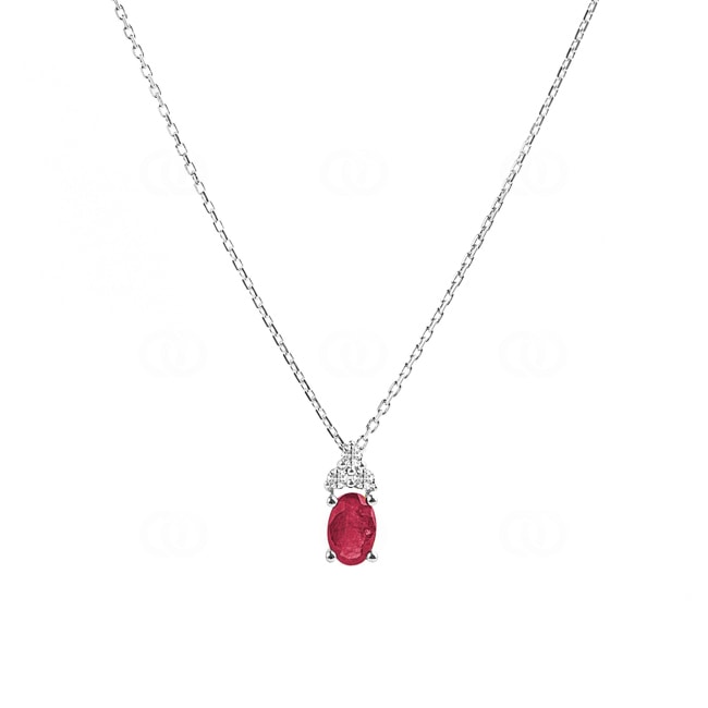 Collier or gris 750/18 ct avec rubis ovale 0.54ct. & diamants 0.01ct. - MZ517GRB4-42