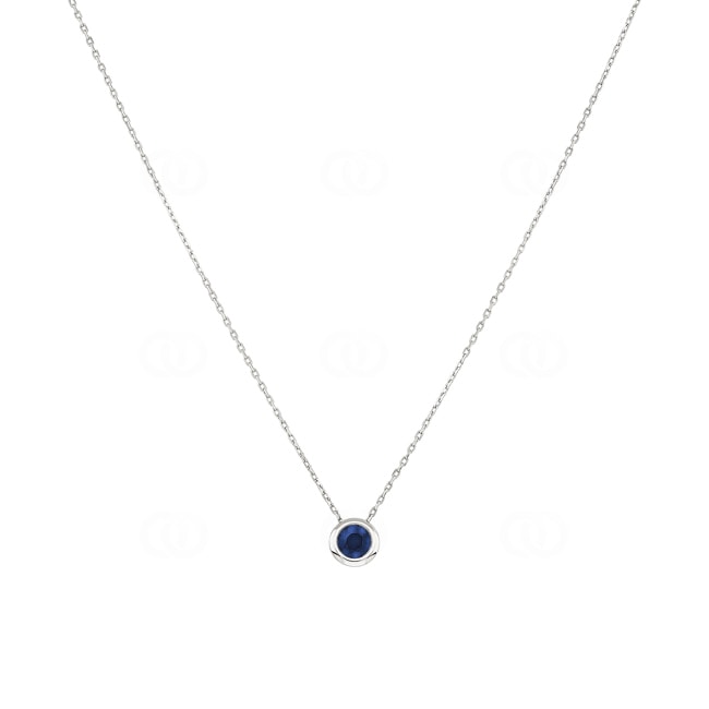 Collier mit Anhänger 750/18 K Weissgold mit Saphir - 3.3031.S1