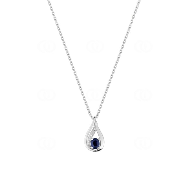 Collier 750/18 K or gris avec saphir & diamants 0.01ct. - MZ529GSB4