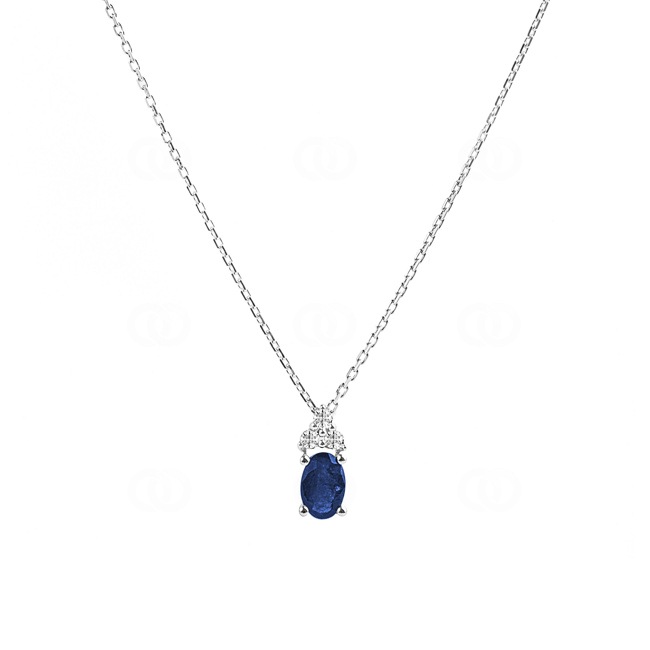 Collier or gris 750/18 ct avec saphir ovale 0.56ct. & diamants 0.01ct. - MZ517GSB4-42