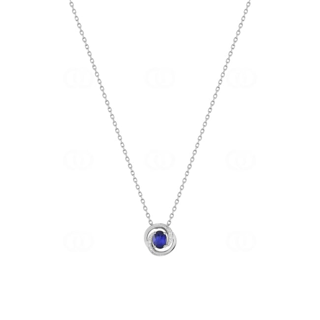 Collier mit Anhänger 750/18 K Weissgold mit Saphir und Zirkonia - 8A733GSTZ