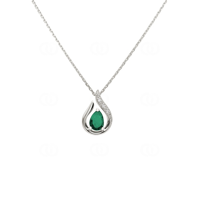 Collier or gris 750/18 ct avec émeraude & diamants 0.01ct. - MZ520GEB4-42