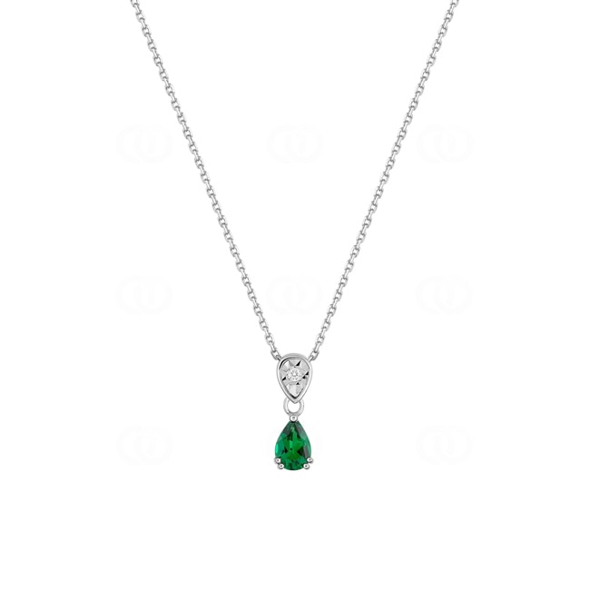 Collier or gris 750/18 ct avec émeraude poire & diamants 0.01ct. - MI502GEB4-42