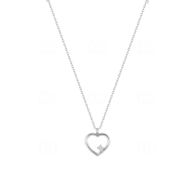 Collier mit Anhänger 750/18 K Weissgold Herz mit Zirkonia - 3.7133.Z1