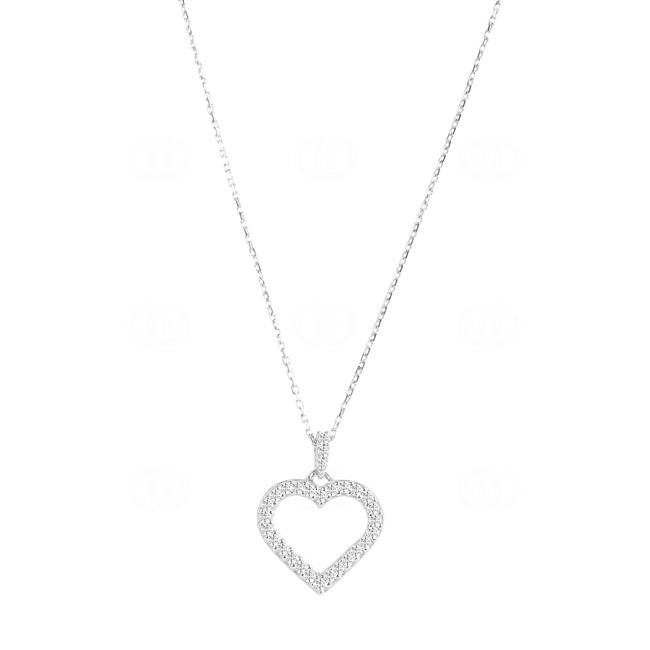 Collier or gris 750/18 ct avec zircones - Cœur - 3.3072.Z1-42