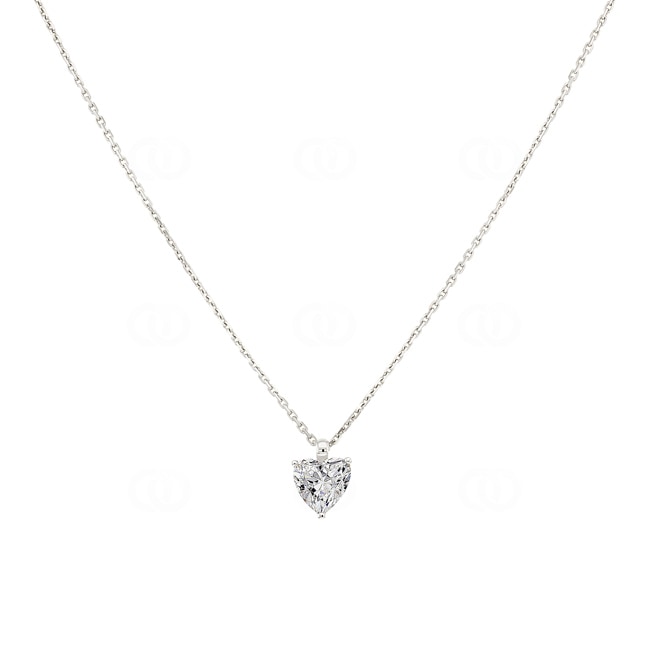 Necklace with Pendant 750/18 K White Gold with Cubic Zirconia Heart - 58SW81GZ-42