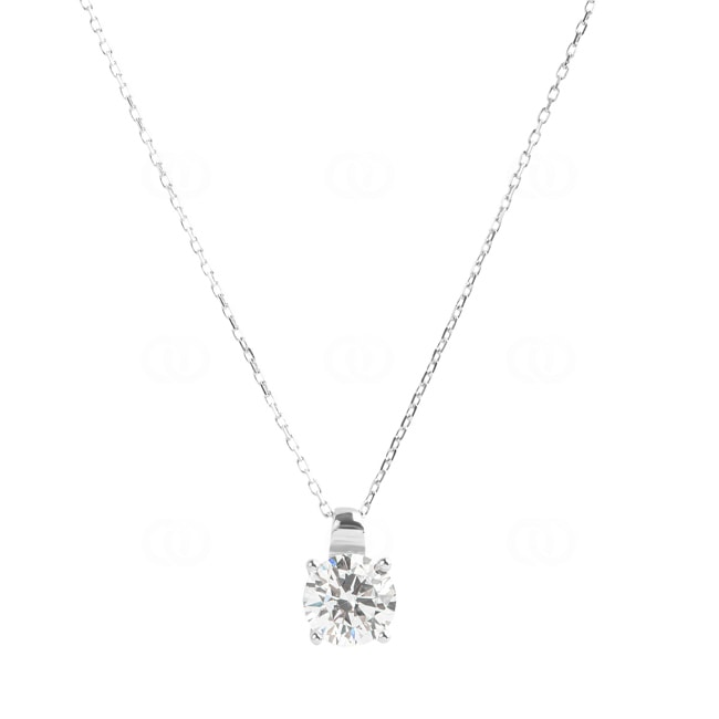 Collier or gris 750/18 ct avec zircone solitaire Ø 6mm - 3.3028.Z1-42