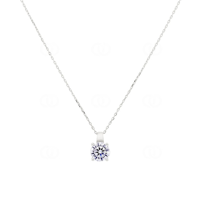 Collier or gris 750/18 ct avec zircone solitaire Ø 6mm - 3.3028.Z1-42