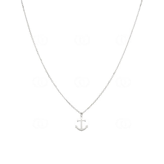 Necklace with Pendant 925 Silver rhodium-plated 42cm, Anchor - 302796