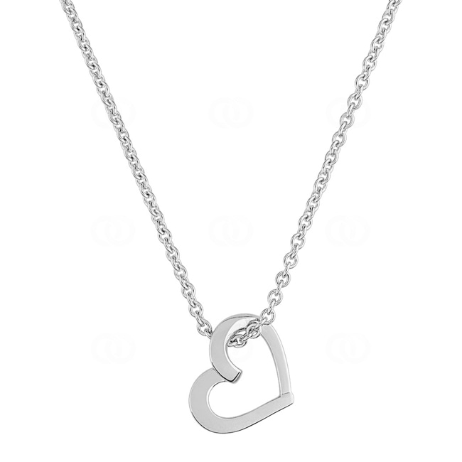 Collier argent 925 rhodié Cœur 42cm - AACR8540